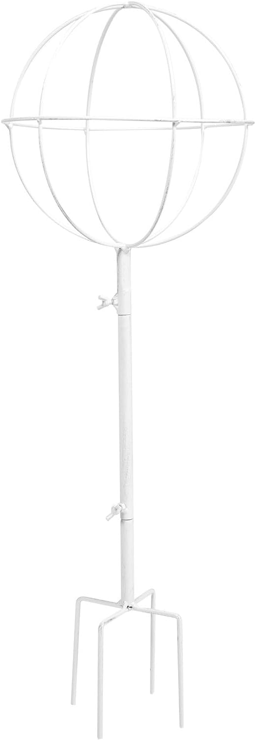 Vintage White Metal Vine Plant Trellis Climbing Support Stand for Garden and Indoor Plants Spherical Climbing Frame for Jasmine Clematis
