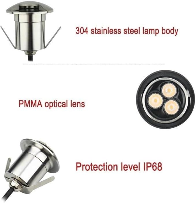 1W Ground LED Landscape Lights - Outdoor Recessed Spot Light Side-lit Underground Lamp IP67 Waterproof Stainless Steel Garden Buried Light LED Floor Lamp(Yellow1w-62mm(220V))
