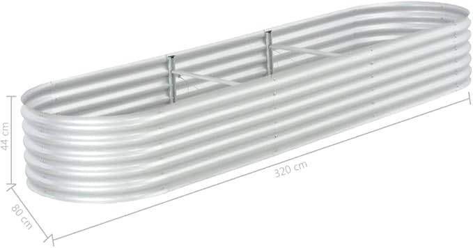 Garden Raised BedOutdoor Galvanized Planter Overhead Garden Box for VegetablesPlantsFlowersHerbsFruits Large Metal Raised Garden Beds 126x31.5x17.3 Galvanised Steel Silver