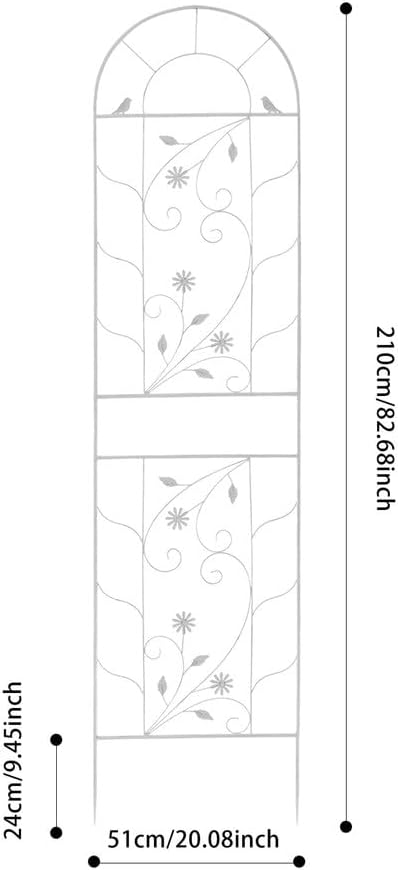 2 Packs 82.6x20 inch Metal Garden Trellis for Climbing Plants Outdoor Retro Iron Garden Decor Fences Panels Flower Plant Support Racks for Roses Vegetables Flowers Expandable (White)