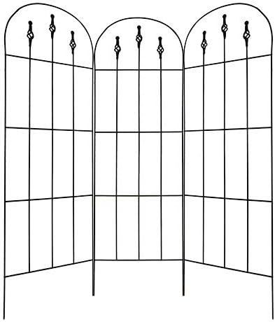 BestNest Gardman Finial Trellises – 48” H Black Metal Garden Trellis Set of 3 with Arched Tops &amp Decorative Finials – Outdoor Plant Supports for Climbing Vines Flowers Vegetables &amp Planters