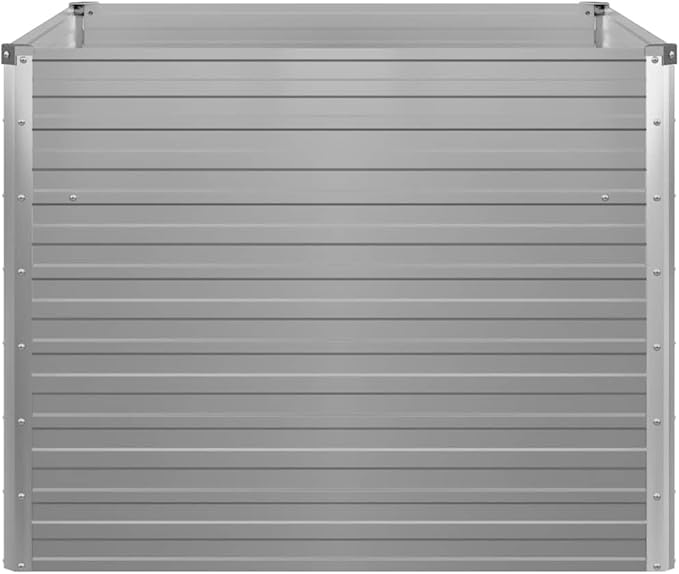 vidaXL Planter 100 x 100 x 77 cm Galvanised Steel Grey Balcony Garden Flower Box