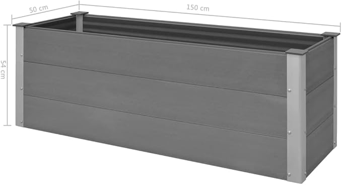 Outdoor Garden Raised Bed WPC Garden Planter Box Outdoor Planter Box for Gardening Vegetables Flowers Herb 59.1x19.7x21.3 Gray-221