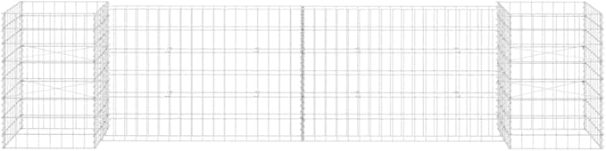 H-Shaped Steel Wire Gabion Planter Raised Garden Bed Silver 102.4 x 102.4 x 23.6 in for Outdoor Elevated Planters Patio Gardens and Vegetable Beds