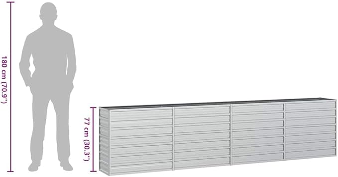 SKM Garden Raised Bed Silver Galvanized Steel Large Garden Raised BedSilver (Weight 39.07KG)