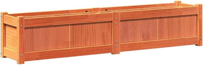 2pcs Wooden Garden Planter Box Outdoor Flower Box Wood Flower Boxes for Outdoor Plants Raised Garden Bed Planter Box Wax Brown Solid Wood Pine-288