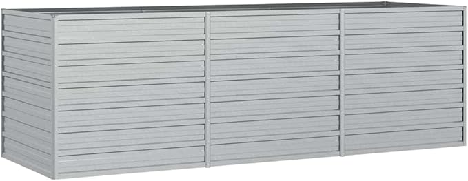 Large Garden Raised Bed Silver Galvanized Steel Planter for Outdoor Plants 94.5x31.5x30.3 Inch Rectangular Garden Bed Tall Raised Planter Box for Vegetables Herbs Flowers