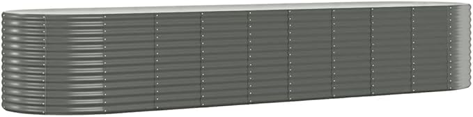 Garden Raised Bed Powder-Coated Steel 155.9x39.4x26.8 GrayWeight:55.12lbs319074