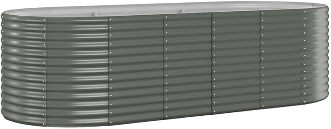 Garden Raised Bed Powder-Coated Steel 98x39.4x26.8 GrayWeight:35.01lbs319064