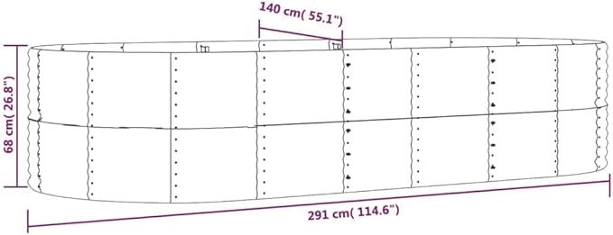 SKM Garden Raised Bed Grey Powder-Coated Steel LargeGrey (Weight 41.58KG)