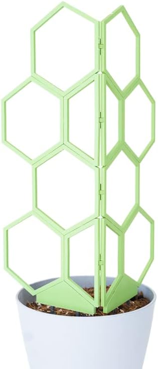 Hexagon Trellis for Climbing Plants Outdoor - Stackable 14 Tall Trellis for Indoor Potted Plants - Starter Pack 2.0 Modular System Houseplant Trellis - 50pcs Starter Set (Green Tea)