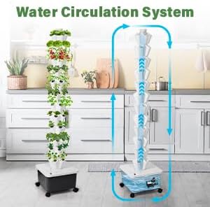 Hydroponic Growing System Tower14 Layered Hydroponic Tower 70 Slots Vegetable Growth PlanterHydroponics Fruit Towers Hydroponics Growing Kit for Flowers Balconies Courtyards Roofs