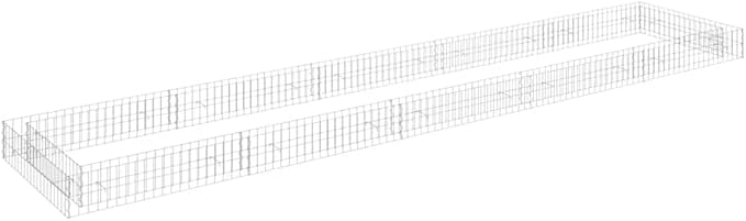 Gabion Raised Bed Silver Galvanized Steel Large Rectangular Metal Planter for Outdoor Plants Durable Garden Bed for Gardening 196.9 x 39.4 x 7.9 Inch