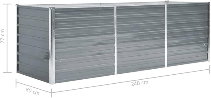 Galvanized Steel Garden Raised Bed for Vegetables Herbs Flower Large Plants Metal Planter Box Outdoor Gardening 94.5-inch Gray