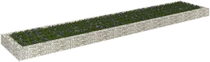 Gabion Raised Bed Silver Galvanized Steel Large Rectangular Metal Planter for Outdoor Plants Durable Garden Bed for Gardening 196.9 x 39.4 x 7.9 Inch