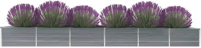 SKM Garden Raised Bed Galvanised Steel 480x80x45 cm Grey (Weight-16KG)