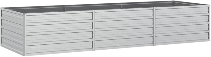 Galvanized Steel Garden Raised Bed Large Outdoor Planter Box with Open Bottom Metal Raised Planter Bed for Vegetables Flowers 94.5x31.5x17.7 Silver-242