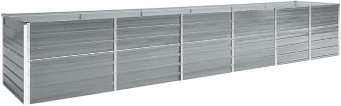 Galvanized Steel Raised Garden Bed 189 x 31.5 x 30.3 in Large Outdoor Planter Box Grey Durable Rectangular Elevated Garden Bed for Backyard Patio Balcony