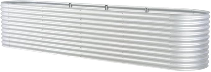 Garden Raised BedOutdoor Galvanized Planter Overhead Garden Box for VegetablesPlantsFlowersHerbsFruits Large Metal Raised Garden Beds 157.4x31.4x31.8 Galvanized Steel Silver