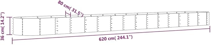 Grey Powder-Coated Steel Garden Raised Bed Large 244.1x244.1x14.2 Inch Outdoor Planter Box for Vegetables Herbs Flowers Durable Galvanized Raised Garden Bed