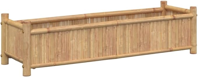 Large Natural Bamboo Planter Rectangular Outdoor Garden Bed for Flowers &amp Plants 39.4 Long Patio Container