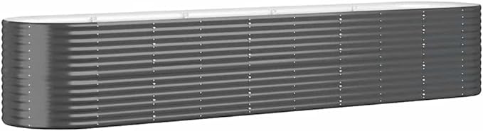 Garden Raised Bed Powder-Coated Steel Planter Boxes Outdoor for Vegetables Fruits Flower 144.9x31.5x26.8 Anthracite-641