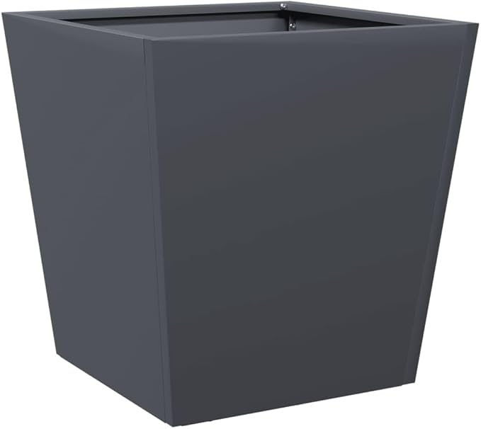 Garden Planter Set of 2 Anthracite Cold-Rolled Steel Square Outdoor Planters 16.9 Gallon Capacity Modern Industrial Style for Patio Balcony and Garden Decor
