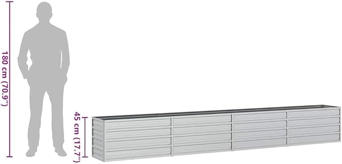 Galvanized Steel Raised Garden Bed Large Silver Metal Outdoor Planter Box 126x16x18 Inch Durable Kit for Vegetables Flowers Herbs Patio Backyard