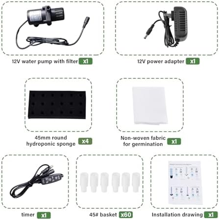 60-Plant Hydroponic Growing System Kit - 50L Large Capacity Tower with Timer &amp Water Pump - Modular Indoor/Outdoor Hydroponics for Vegetables Strawberries &amp Lettuce