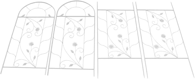 2 Packs 82.6x20 inch Metal Garden Trellis for Climbing Plants Outdoor Retro Iron Garden Decor Fences Panels Flower Plant Support Racks for Roses Vegetables Flowers Expandable (White)