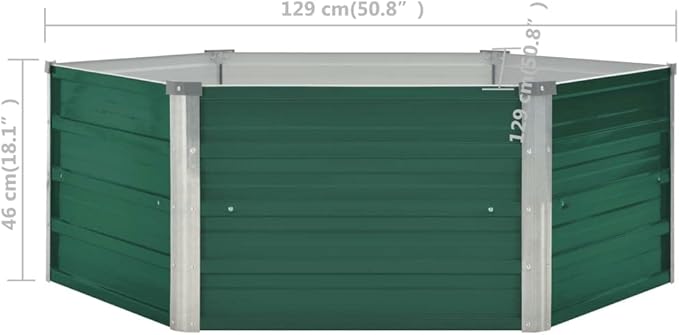 SKM Raised Garden Bed 129x129x46 cm Galvanised Steel Green (Weight-6KG)