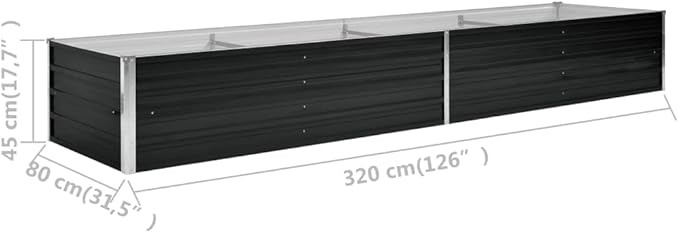 SKM Garden Raised Bed Garden Raised Bed Anthracite 126x31.5x17.7 Galvanized Steel