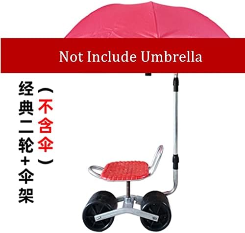 Garden Cart Rolling Work Seat Garden Cart Stool with Umbrella Bracket But Not Include Umbrella (Color : Red) (Red)