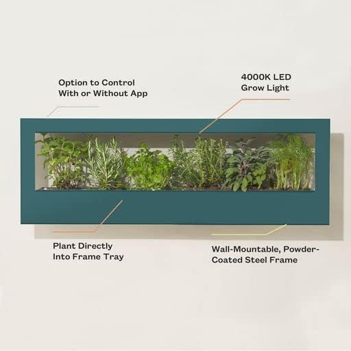 Modern Sprout Smart Landscape Growframe Wall Mounted Planter with LED Grow Light -Emerald