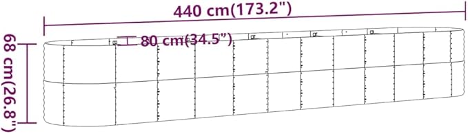 YAFF Garden Raised Bed Powder-Coated Steel 173.2x31.5x26.8 Gray