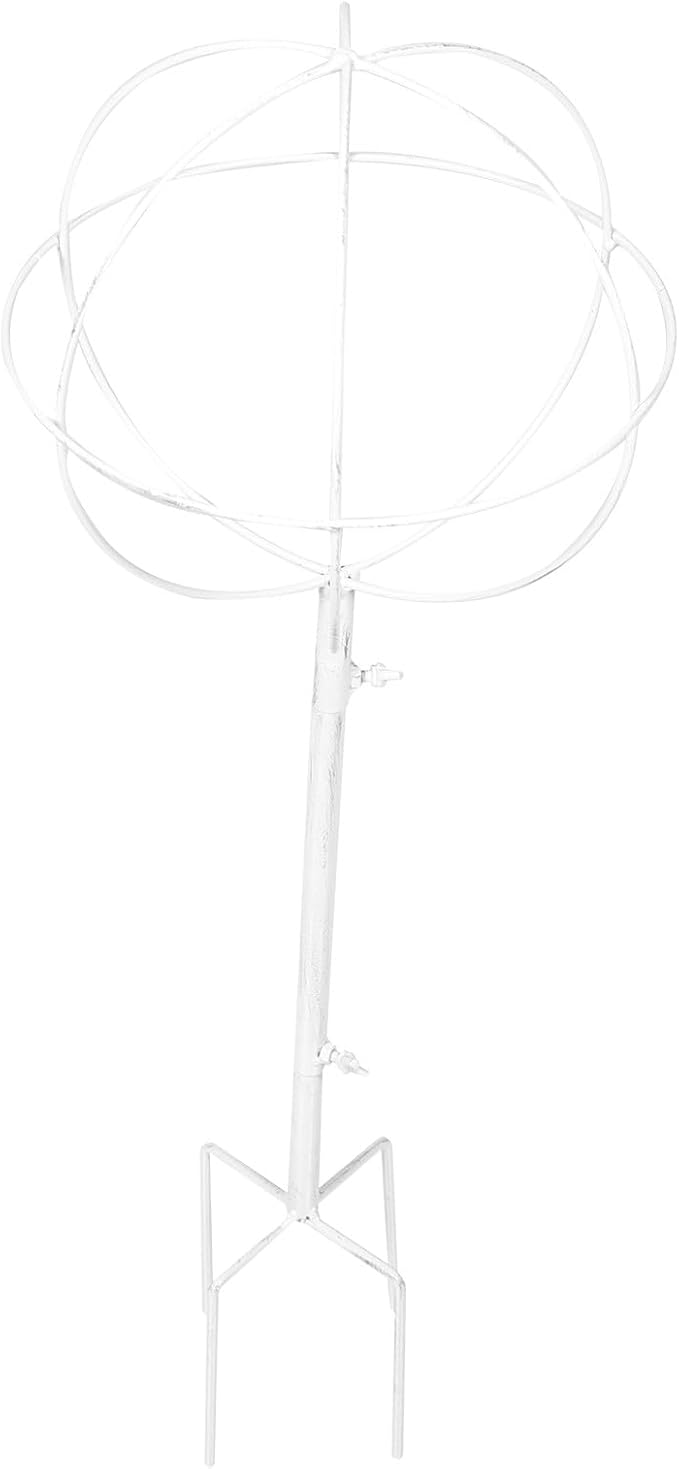 Decorative White Iron Plant Climbing Trellis Stand for Indoor and Outdoor Garden Vines with Vintage Spherical Frame Metal Plant Support Rack for Jasmine Clematis and Climbing