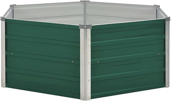 SKM Raised Garden Bed 129x129x46 cm Galvanised Steel Green (Weight-6KG)