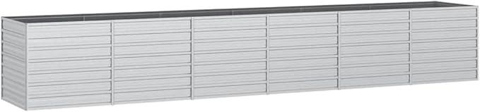 Garden Beds Outdoor Planter Cages Boxes Herb Garden Raised Bed 189x31.5x30.3 Galvanized Steel Silver for Garden Outdoor Lawn Patio Flower Planters Metal Trough