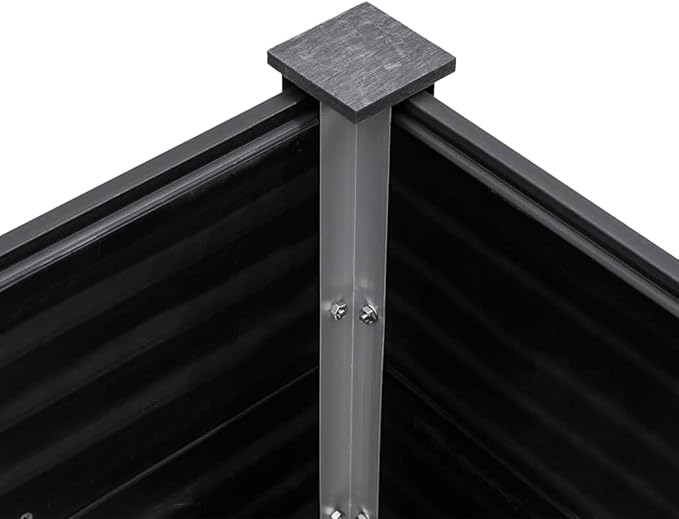 Large Grey Wood Plastic Composite Raised Garden Bed Rectangular Outdoor Planter Box for Patio Balcony Durable Gardening Solution