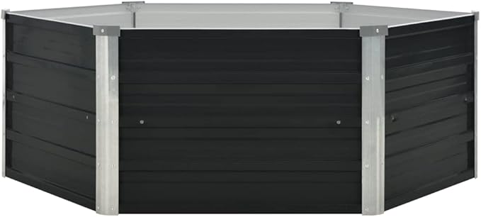 Outdoor Metal Raised Garden Bed for Vegetables Flowers Herbs Galvanized Planter Raised Garden Boxes Outdoor Anthracite 50.8x50.8x17.7 Galvanized Steel-161