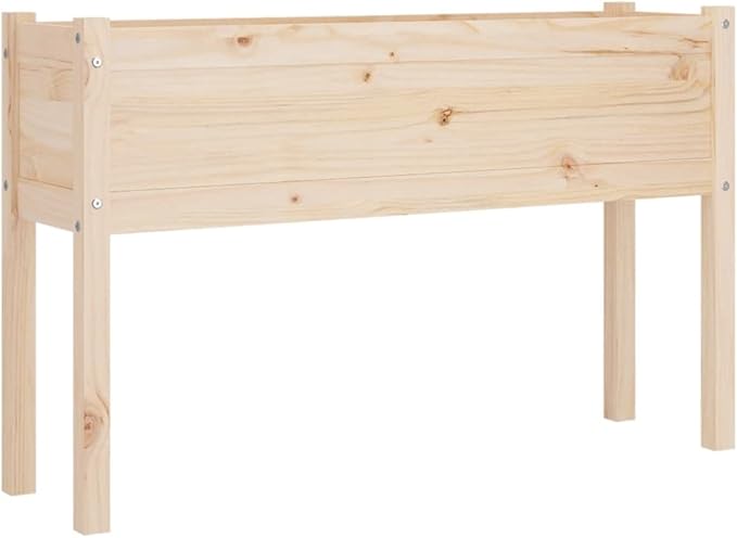 Solid Wood Planter Box for Outdoor Gardening Large Pine Flower Bed Vegetable Growing 43.3x12.2x27.6