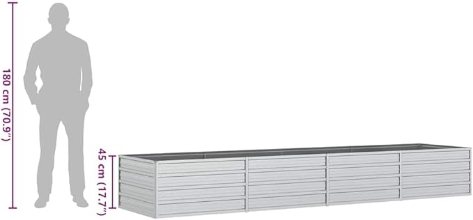 Large Galvanized Steel Raised Garden Bed Silver Rectangular Outdoor Planter Box for Vegetables Herbs Flowers 126x31.5x17.7 Inch