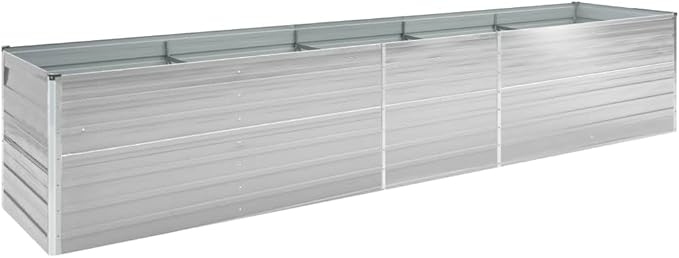 Garden Raised Bed Galvanized Steel 157.5x31.5x17.7 Gray