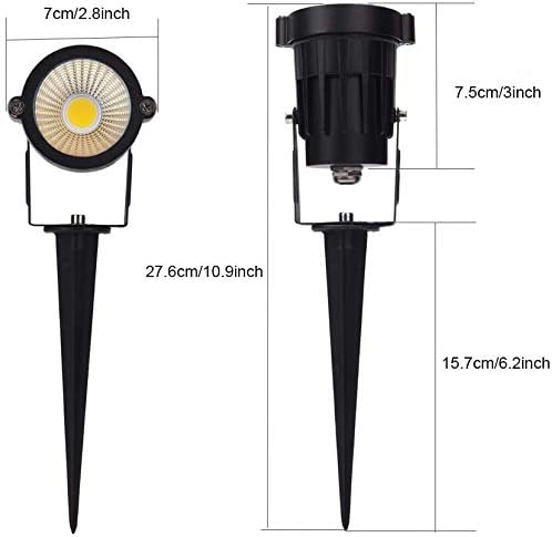 Youngine Pack of 2 12V Low Voltage LED Landscape Lights Waterproof Outdoor Walls Trees Flags Spotlights 5W COB Garden Yard Path Lawn Light with Spike Stand (Warm)NO Plug