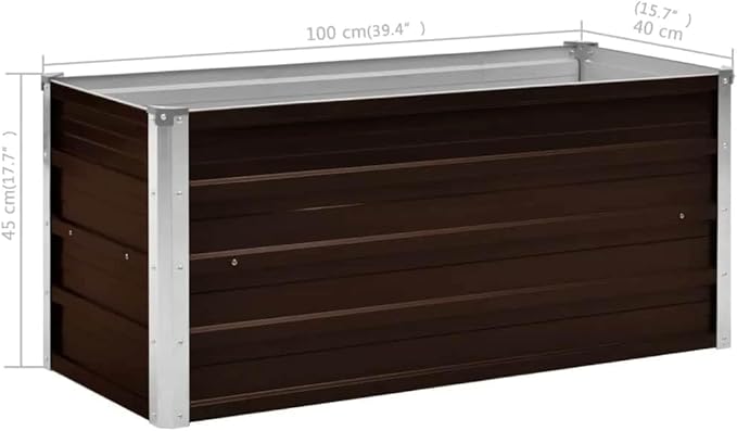 Garden Raised Bed Outdoor planters Garden Bed Planter Boxes Outdoor Suitable for Backyard Patios Flowers Restaurants Brown 39.4x15.7x17.7 Galvanized Steel