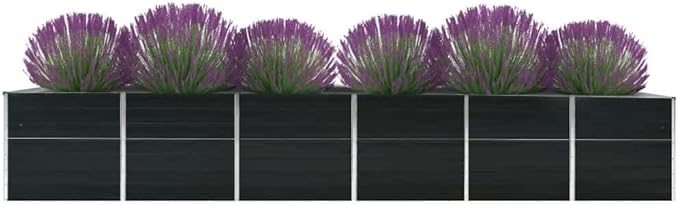 Garden Raised Bed Raised Flower Bed Garden beds Outdoor Gardening Box Patio planters Suitable for Courtyard Orchard Nursery Corridor Galvanized Steel 189x31.5x30.3 Anthracite