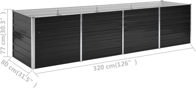vidaXL Raised Garden Bed Raised Flower Bed Galvanized Steel Planter Outdoor Planter for Patio Backyard Garden Vegetables Herbs Anthracite