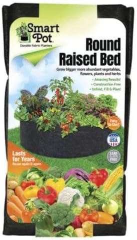 Park Seed Smart Pot Round Raised Bed Junior Fabric Planter 50 Gallon Capacity Black
