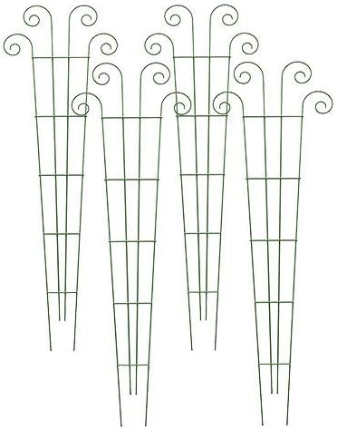 Panacea 89637 Green Wave Garden Trellises 60 H Pack of 4 – Decorative Metal Fan-Shaped Trellises for Climbing Plants Outdoor Garden Support with Curved Top Stylish Green Plant Trellis