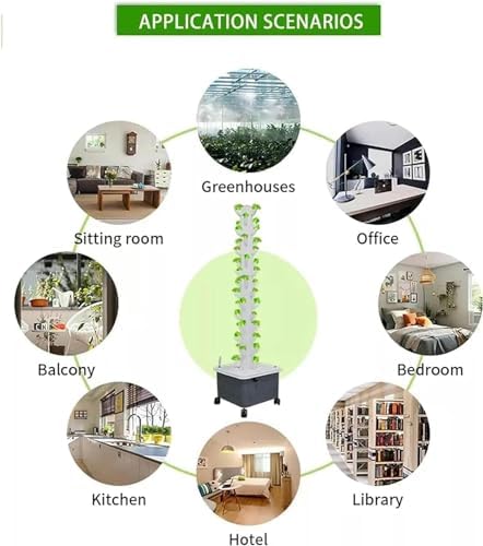 Hydroponics Growing with LED Grow Light - 45 Holes Garden Smart Planter Vertical Tower for Germination Aeroponics Kit (A)